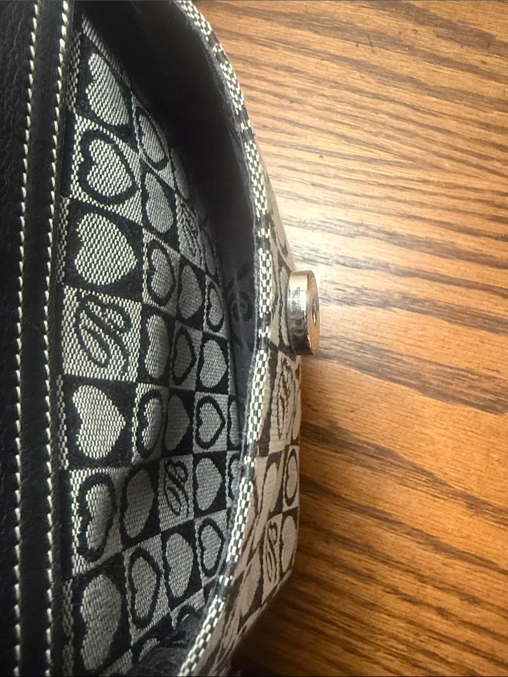 Brighton Black Heart-Pattern Backpack with Croc-Textured Trim